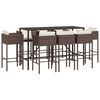 vidaXL 9 Piece Garden Bar Set with Cushions Brown Poly Rattan
