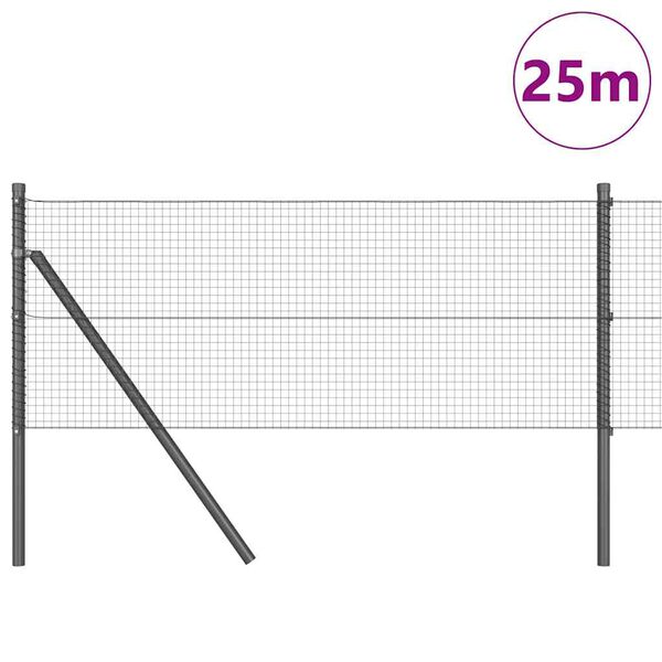 vidaXL Fence Post Grey 25 x 0.6 m (19 x 19 mm mesh) Steel and PVC