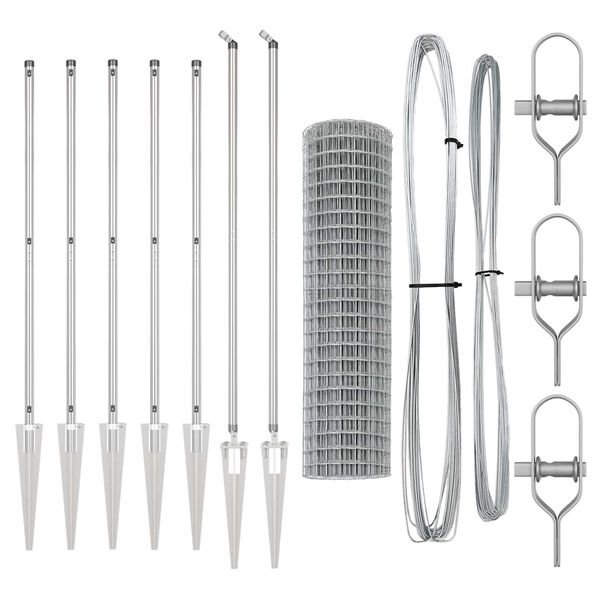 vidaXL Fence with Post Silver 1.4 x 10 m Steel