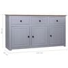 vidaXL Sideboard Grey 135x40x80 cm Solid Pinewood Panama Range