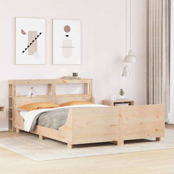 vidaXL Bed Frame without Mattress 150x200 cm King Size Solid Wood Pine