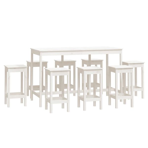 vidaXL 9 Piece Bar Set White Solid Wood Pine