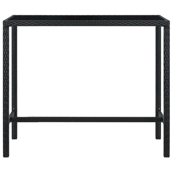 vidaXL Garden Bar Table Black 130x60x110 cm Poly Rattan and Glass