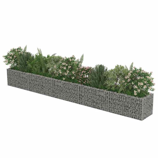 vidaXL Gabion Raised Bed Galvanised Steel 450x50x50 cm
