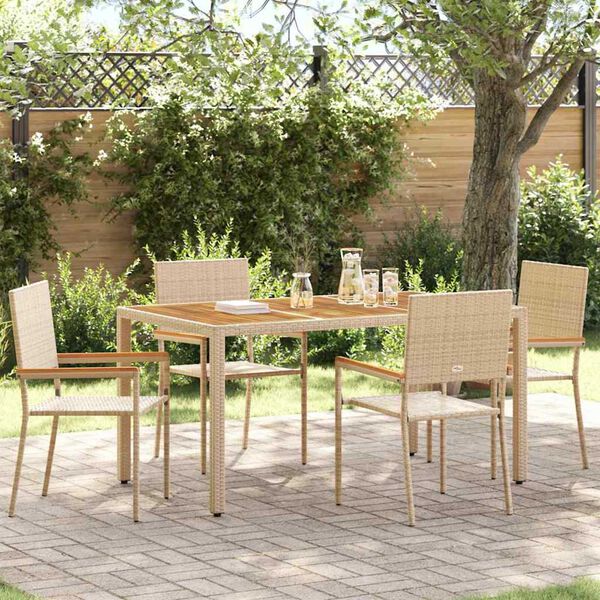 vidaXL Garden Stacking Chairs 4 pcs Cream and Brown