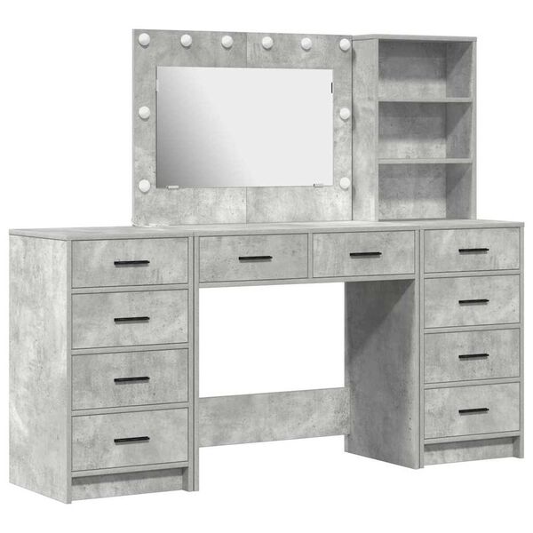 vidaXL Dressing Table with Drawer 3 pcs Concrete Grey Engineered Wood
