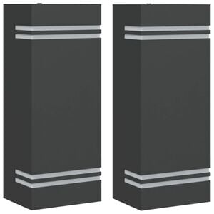 vidaXL Outdoor Wall Lights 2pcs Black Stainless Steel