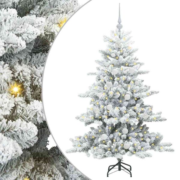 vidaXL Artificial Hinged Christmas Tree White 150 cm PVC and Steel