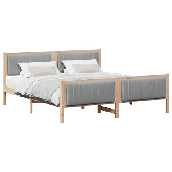 vidaXL Bed frame Brown and light grey 180 x 200 cm Solid pine wood