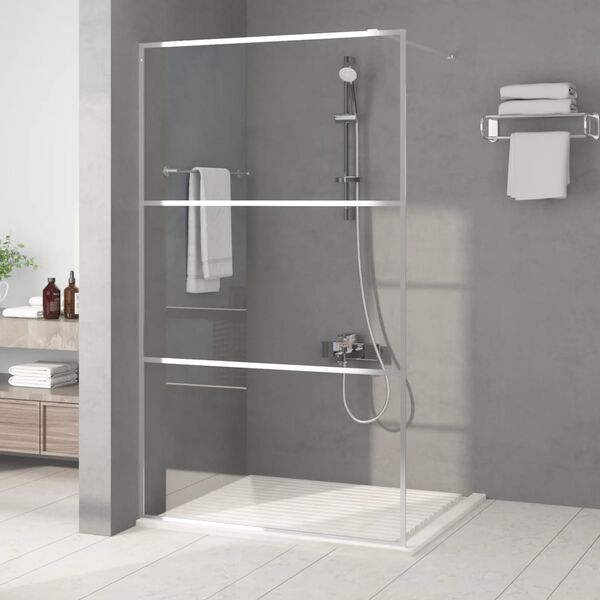 vidaXL Walk-in Shower Wall Silver 115x195 cm Clear ESG Glass