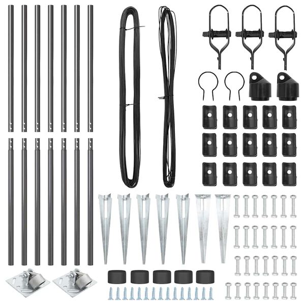 vidaXL Fence Post 7 pcs Grey Steel