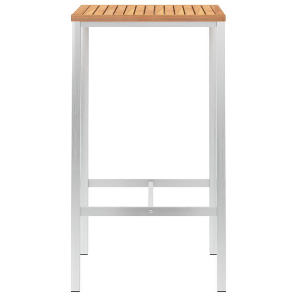 vidaXL Bar Table 60x60x105 cm Solid Teak Wood and Stainless Steel