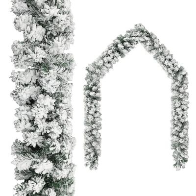 vidaXL Christmas Garland with Flocked Snow Green 5 m PVC