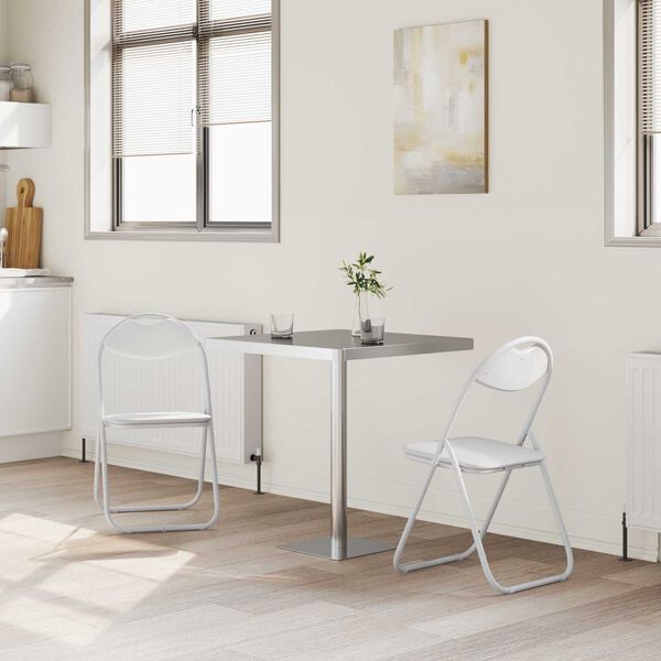 vidaXL Folding Chair 2 pcs White 48 x 43.5 x 81 cm Faux Leather