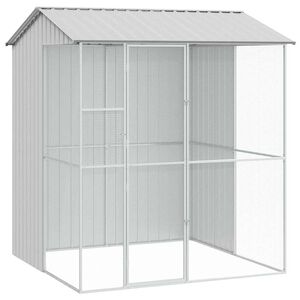 vidaXL Bird Cage with Storage Grey 215 x 210 x 247 cm Galvanised steel