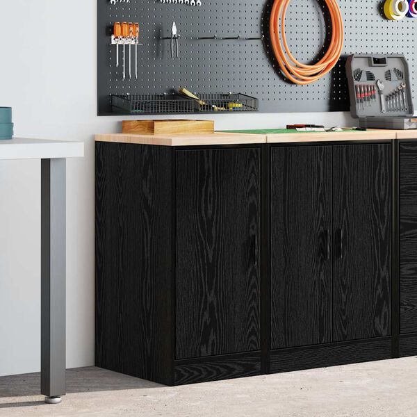 vidaXL Garage Storage Cabinet Black 40x51x85 cm Solid Wood Pine