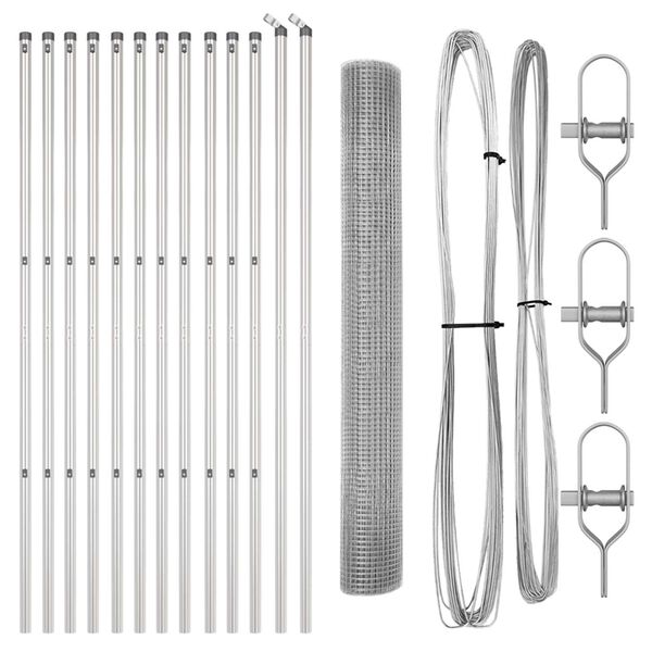 vidaXL Fence Post Silver 25 x 1.4 m (12 x 12 mm mesh) Steel