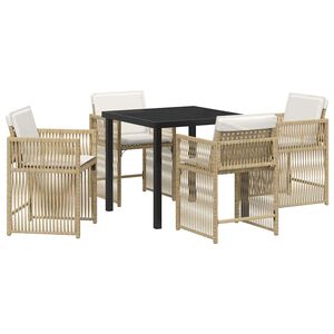 vidaXL Garden Dining Set 5 pcs Beige Poly Rattan