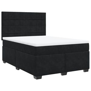 vidaXL Box Spring Bed with Mattress Black 140x190 cm Velvet