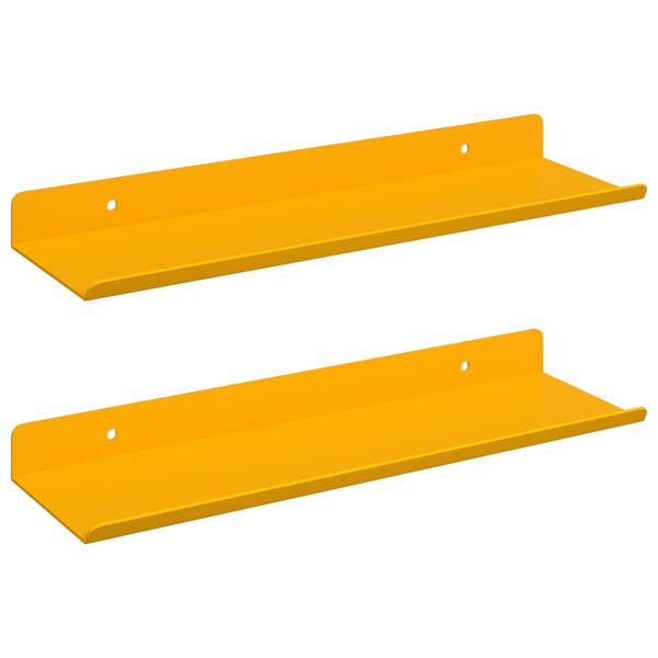 vidaXL Floating Shelf 2 pcs Mustard Yellow 30 x 9 x 2.5 cm Steel