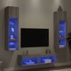 vidaXL 6 Piece TV Wall Units with LED Grey Sonoma Engineered Wood