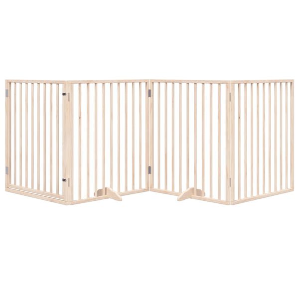 vidaXL Dog Gate with Door Foldable 4 Panels 320 cm Poplar Wood
