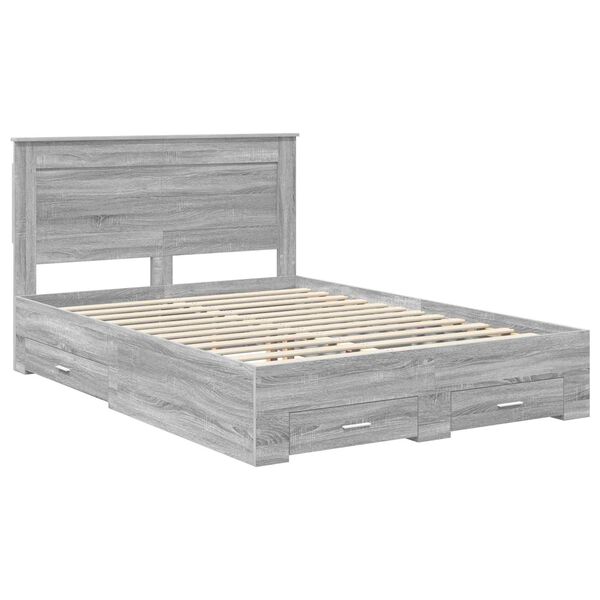 vidaXL Bed Frame with Drawer with Headboard Manual Engineered Wood