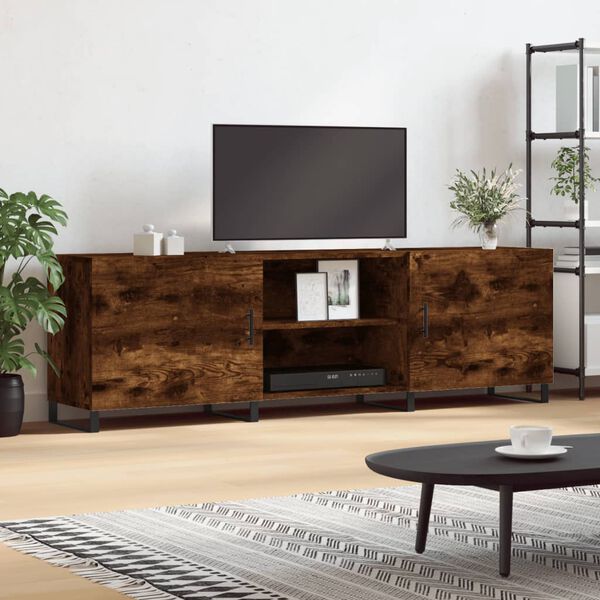 vidaXL TV Cabinet Smoked Oak 150x30x50 cm Engineered Wood
