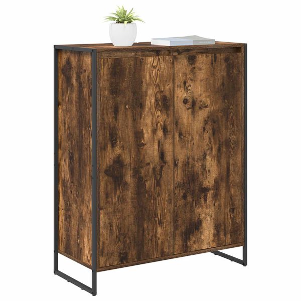 vidaXL Shoe Cabinet Smoke Oak 79 x 36 x 100 cm Engineered Wood
