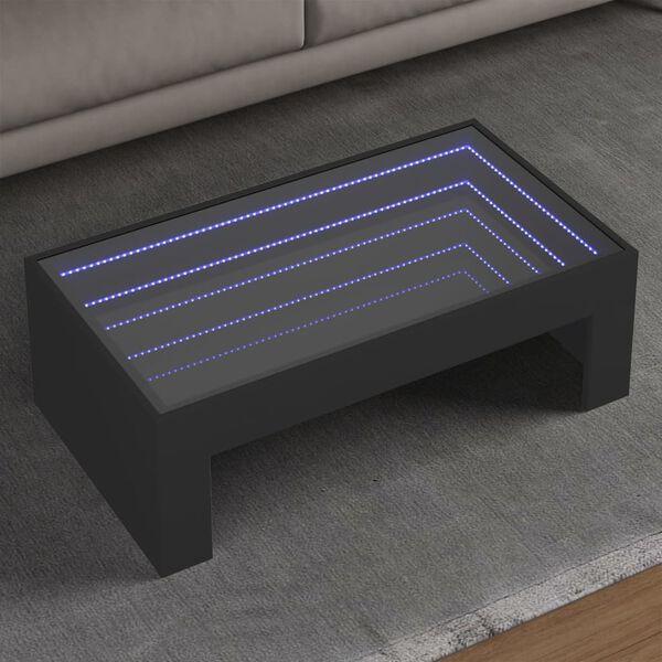 vidaXL Coffee Table with Infinity LED Black 90x50x30 cm
