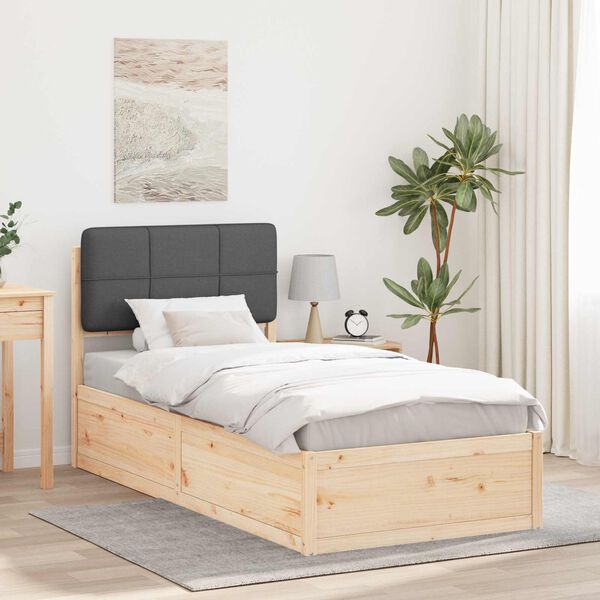 vidaXL Bed Frame with Upholstered Headboard Dark Grey 90 x 190 cm