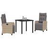 vidaXL Garden Dining Set with Cushion 3 pcs Beige Poly Rattan