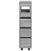 vidaXL Narrow Bathroom Cabinet with Wheels Grey Sonoma Engineered Wood
