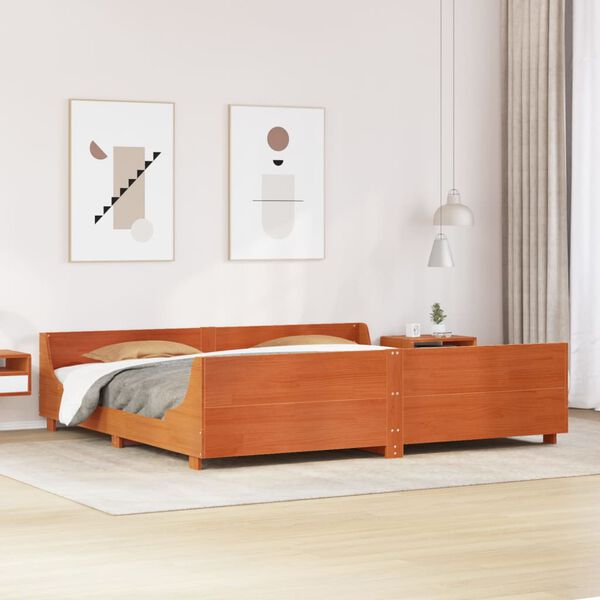 vidaXL Bed Frame without Mattress Wax Brown 180x200 cm Super King Solid Wood Pine