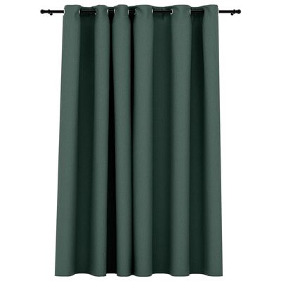 vidaXL Linen-Look Blackout Curtains with Grommets Green 290x245cm