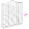 vidaXL Arched Gabion Baskets 4 pcs 200x30x200/220 cm Galvanised Iron