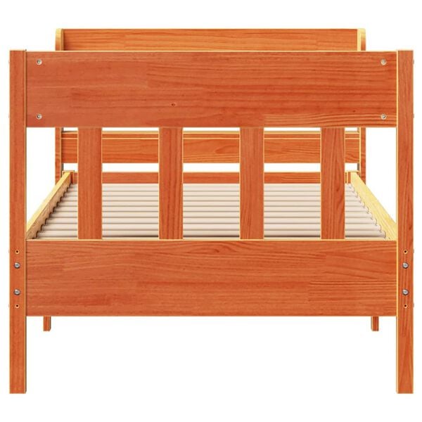vidaXL Bed Frame without Mattress Wax Brown 75x190 cm Small Single Solid Wood Pine