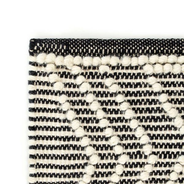 vidaXL Rug Handwoven Wool 140x200 cm Black/White