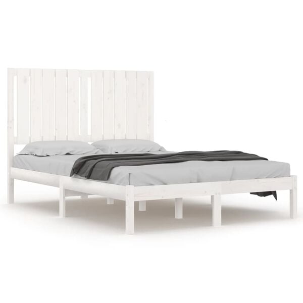 vidaXL Bed Frame without Mattress White 120x190 cm Small Double Solid Wood
