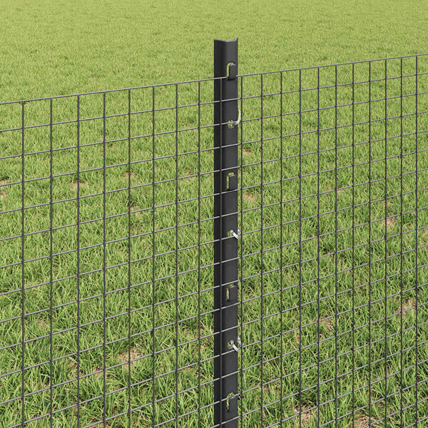 vidaXL Fence with Post Grey 0.6 x 10 m Steel and PVC
