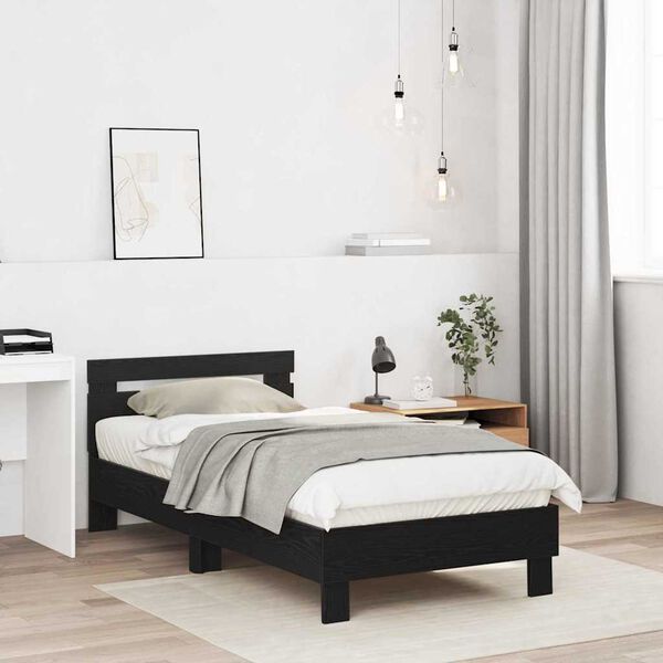 vidaXL Bed Frame Black Oak 193 x 95 x 88 cm Engineered Wood