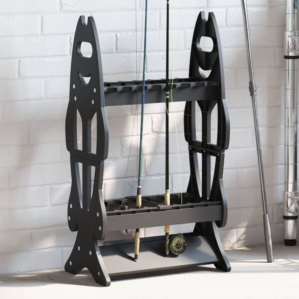 vidaXL Fishing Rod Rack for 16 Rods Black