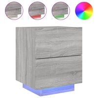 vidaXL Bedside Cabinet with LED Lights Grey Sonoma Engineered Wood