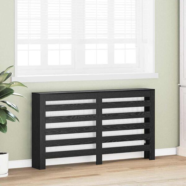 vidaXL Radiator Cover Black Oak 149 x 20 x 82 cm Engineered Wood