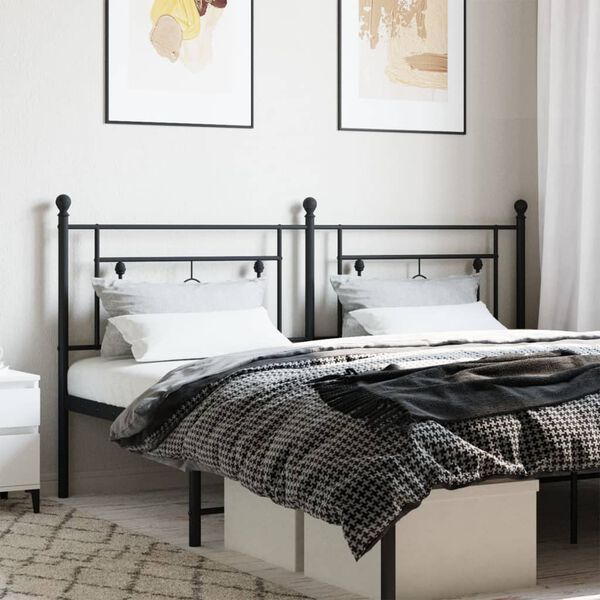 vidaXL Metal Headboard Black 180 cm