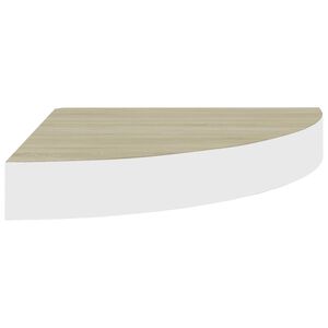 vidaXL Wall Corner Shelf Oak and White 35x35x3.8 cm MDF