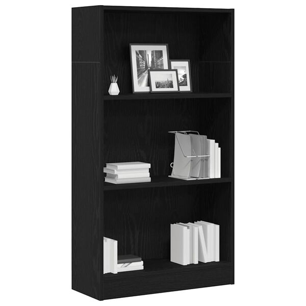 vidaXL Bookcase Black Oak 60x24x109 cm Engineered Wood