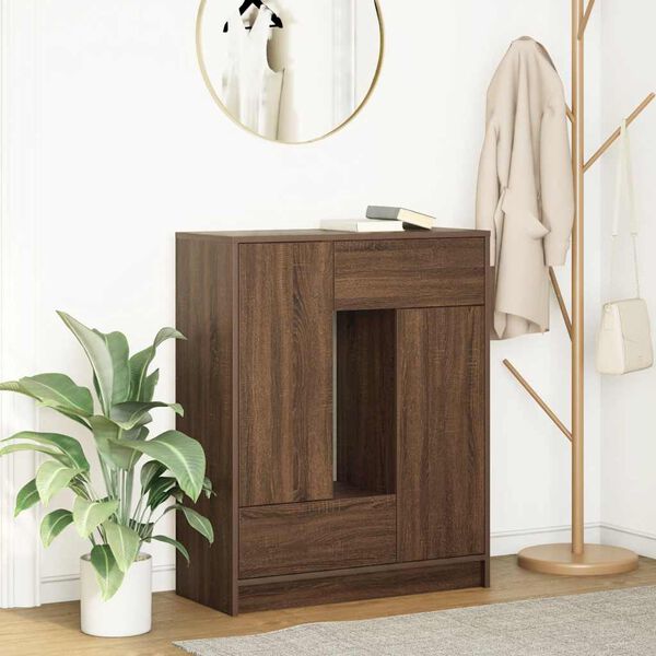 vidaXL Sideboard with Drawers and Doors Brown Oak 73x31x90 cm