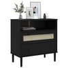 vidaXL Sideboard SENJA Rattan Look Black 80x40x80 cm Solid Wood Pine