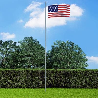 vidaXL US Flag and Pole Aluminium 6.2 m